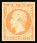 Stamp of France » Empire 1853-1862 1853, Napoléon non dentelé Y&T n°16, 40c orange neuf