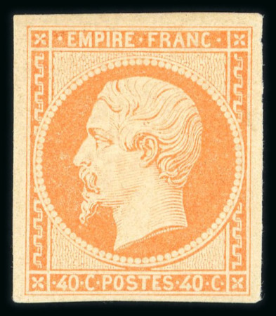 Stamp of France » Empire 1853-1862 1853, Napoléon non dentelé Y&T n°16, 40c orange neuf
