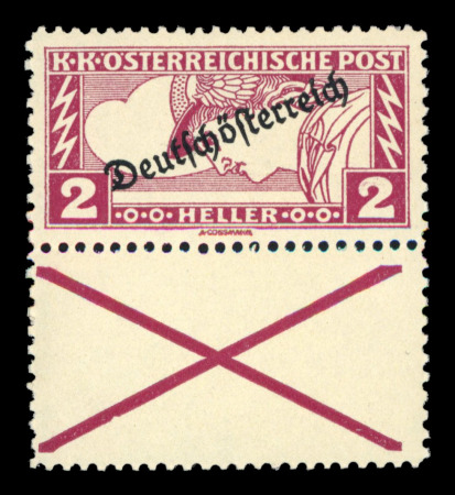 Stamp of Austria » Deutsch-Österreich Austria Österreich 1919 Eilmarken 2H und 5H m. Andreaskreuz in Mischzähnung 12 1/2 : 11 1/2