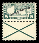Stamp of Austria » Deutsch-Österreich Austria Österreich 1919 Eilmarken 2H und 5H m. Andreaskreuz in Mischzähnung 12 1/2 : 11 1/2