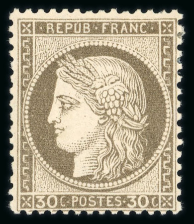 Stamp of France » Emission Cérès 1871-72 1871, Cérès dentelé Y&T n°56, 30c brun neuf *. Bel