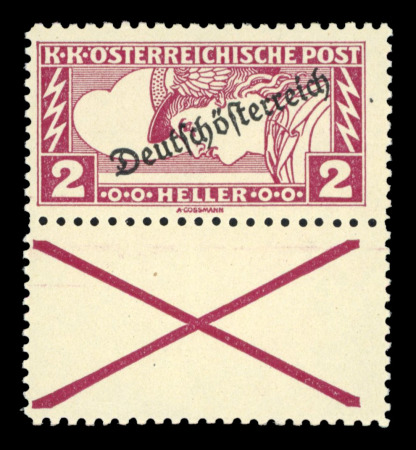 Stamp of Austria » Deutsch-Österreich Austria Österreich 1919 Eilmarken 2H + 5H mit Andreaskreuz in Mischzähnung 11 1/2 : 12 1/2, **