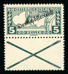 Stamp of Austria » Deutsch-Österreich Austria Österreich 1919 Eilmarken 2H + 5H mit Andreaskreuz in Mischzähnung 11 1/2 : 12 1/2, **