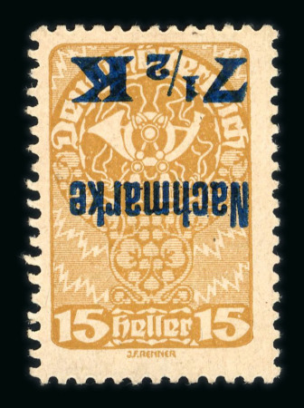 Stamp of Austria » Postage Dues Austria Österreich Portomarken Deutschösterreich 1921 Kopfsteher 7 1/2K