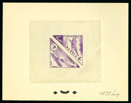 Stamp of Colonies françaises » Monaco 1953, Taxe Y&T n°44/45, ensemble de 4 épreuves de couleurs