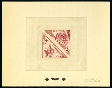 Stamp of Colonies françaises » Monaco 1953, Taxe Y&T n°52/53, ensemble de 4 épreuves de couleurs