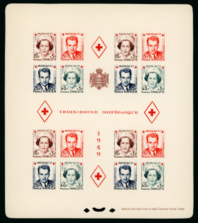 Stamp of Colonies françaises » Monaco 1949, Bloc Croix-Rouge Y&T n°3A sous forme d'épreuve