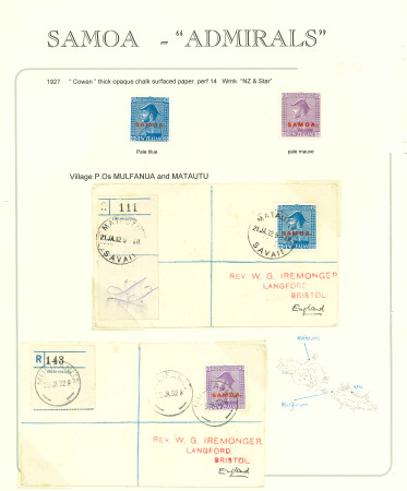 Stamp of Samoa Samoa 1926-27 Admirals 2/- and 3/- ovpt mint and on reg covers