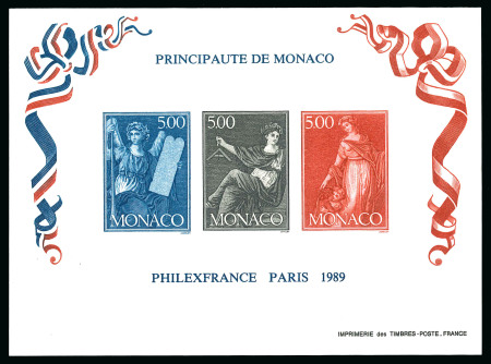 Stamp of Colonies françaises » Monaco 1989-1992, bel ensemble de 6 épreuves de luxe des blocs