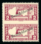 Stamp of Austria » Deutsch-Österreich Austria Österreich 2H u. 5H gez. 12 1/2, je senkr. Paar mit Mitte UNGEZÄHNT
