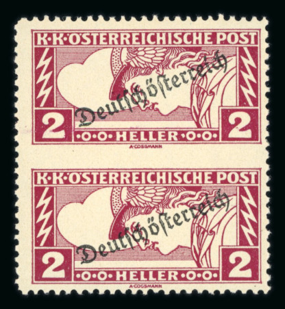 Stamp of Austria » Deutsch-Österreich Austria Österreich 2H u. 5H gez. 12 1/2, je senkr. Paar mit Mitte UNGEZÄHNT