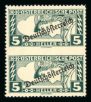 Stamp of Austria » Deutsch-Österreich Austria Österreich 2H u. 5H gez. 12 1/2, je senkr. Paar mit Mitte UNGEZÄHNT