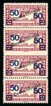 Stamp of Austria » Deutsch-Österreich Austria Österreich 1919 2H Eilmarke mit zusätzlichen Aufdruck 50H in senkr. Streifen mit Abart: UNGEZ. MITTE