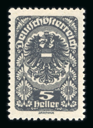 Stamp of Austria » Deutsch-Österreich Austria Österreich 1919-20 Freimarken 5H seltene Nuance schwarzgrau, postfr.