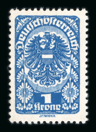Stamp of Austria » Deutsch-Österreich Austria Österreich 1919-20 Freimarke 1K in seltenem tiefblau **