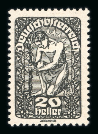 Stamp of Austria » Deutsch-Österreich Austrias Österreich 1919-20 Freimarken 20H Farbprobe schwarzgrau, **