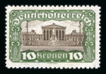 Stamp of Austria » Deutsch-Österreich Austria Deutschösterreich 1919-21 Parlament 5K-10K Mischzähnung postfr.
