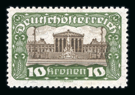 Stamp of Austria » Deutsch-Österreich Austria Deutschösterreich 1919-21 Parlament 5K-10K Mischzähnung postfr.