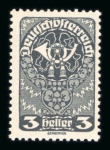 Stamp of Austria » Deutsch-Österreich Austria Österreich 1919-20 Freimarken 3H seltene Nuance schwarzgrau, postfr.