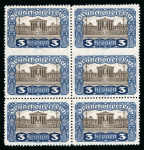 Stamp of Austria » Deutsch-Österreich Austria Österreich 1919-21 Parlament 3K 6er Block dabei 2x UNGEZÄHNTE Mitte