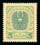 Stamp of Austria » Deutsch-Österreich Austria Österreich 1920-21 Wappenserie 3K blaugrün (2) und schwarzgrün
