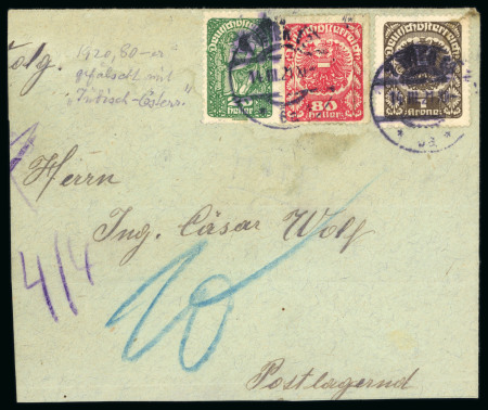 Stamp of Austria » Deutsch-Österreich Austria Österreich 1920-21 Wappenserie 80H 'Jüdischösterreich' Propagandafälschung