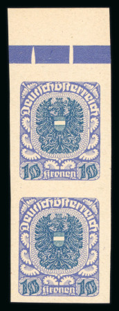 Stamp of Austria » Deutsch-Österreich Austria Österreich 1920-21 Wappenserie überkompletter Satz von 10 W. in UNGEZ. Paaren