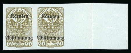 Stamp of Austria » Deutsch-Österreich Austria Österreich 1920 Kärnten Abstimmung UNGEZÄHNTE kl. Werte 5H --> 60H in Paaren