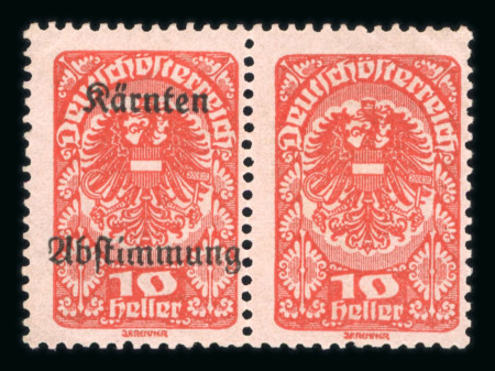 Stamp of Austria » Deutsch-Österreich Austria Österreich 1920 Kärnten Abstimmung 10H in waagr.Paar mit und ohne Aufdruck
