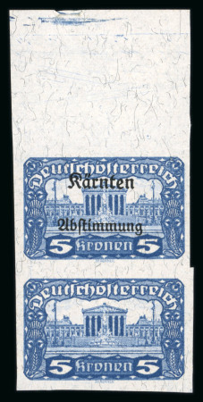 Stamp of Austria » Deutsch-Österreich Austria Österreich 1920 Kärnten 5K Paar mit und ohne Aufdruck, (*)