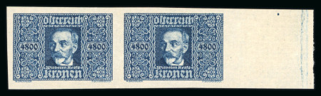 Stamp of Austria » 1st. Republic Austria Österreich 1922-24 Flugpost Kressflug in UNGEZÄHNTEN Paaren