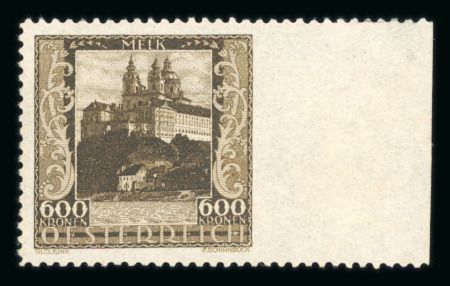 Stamp of Austria » 1st. Republic Austria Österreich 1923 Landeshauptstädte 600K rechts ungezähnt, **