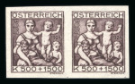 Stamp of Austria » 1st. Republic Austria Österreich 1924 Tuberkulose kpl. in UNGEZÄHNTEN Paaren