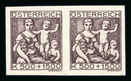 Stamp of Austria » 1st. Republic Austria Österreich 1924 Tuberkulose kpl. in UNGEZÄHNTEN Paaren