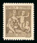 Stamp of Austria » 1st. Republic Austria Österreich 1924 Essays 50000K grün und braun in Zeichnung der 500K