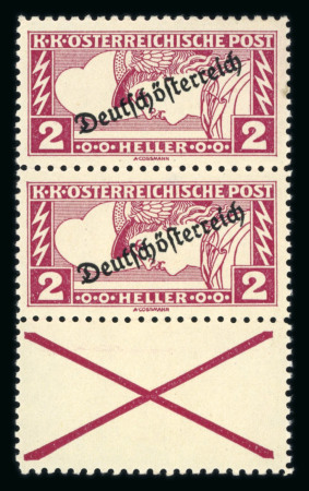 Stamp of Austria » Deutsch-Österreich Austria Österreich 1919 2H Eilmarke gez. 11 1/2 : 12 1/2 in senkr. Paar mit Andreaskreuz unten