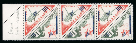 Stamp of Colonies françaises » Monaco 1956, taxe surchargé Maury n°491A/492A, bande de 3