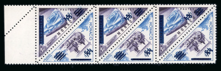 Stamp of Colonies françaises » Monaco 1956, taxe surchargé Y&T n°461/462, bande de 3 timbres