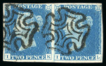 Stamp of Great Britain » 1840 2d Blue (ordered by plate number) 1840 2d blue pl2 IK-IL used pair