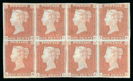 Stamp of Great Britain » 1841 1d Red 1841 1d red-brown pl.69 KH/LK in mint block of eight