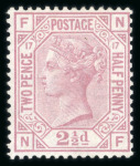 Stamp of Great Britain » 1855-1900 Surface Printed » 1873-80 Large Coloured Corner Letters 1880 2 1/2d rosy mauve pl.17 mint n.h., in pristine condition with superb colour and gum