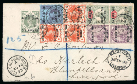 Stamp of Nigerias » Niger Coast Protectorate Old Calabar River: 1893 (Aug 14) envelope sent registered to England with 1892-94 Jubilee issues