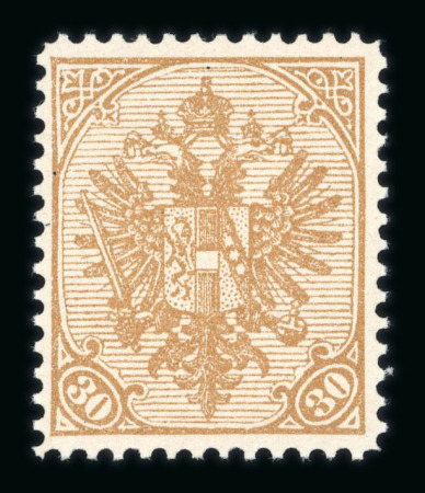 Stamp of Bosnia and Herzegovina » Austrian Post Offices Bosnia 1900, 30H - Marke in Lz 12 1/2 Normalpapier und geripptes Papier