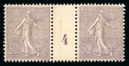 Stamp of France » Émissions à partir de 1900 1903, Semeuse lignée Y&T n°133, 30c lilas en paire