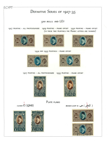 Stamp of Egypt » 1922-1936 King Fouad I Definitives » Issued Stamps 1927-37 Second Portrait Issue: 500m and £E1 selection