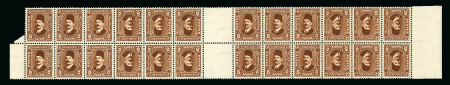 Stamp of Egypt » 1922-1936 King Fouad I Definitives » Issued Stamps 1936-37 Fouad Postes Issue: 5m deep brown, mint nh complete sheet marginal tête-bêche block of twenty four