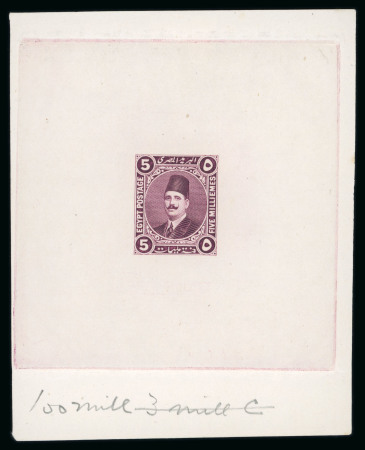 Stamp of Egypt » 1922-1936 King Fouad I Definitives » Essays 1922 Essays of Harrison & Sons: 5m Violet in sheetlet,