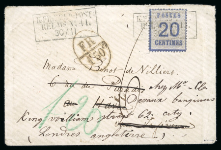 Stamp of France » Guerre de 1870-1871 1870, Alsace-Lorraine Y&T n°6 20c bleu oblitéré K.PR.
