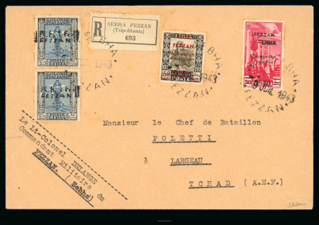 Stamp of Colonies françaises » Fezzan 1943, superbe lettre recommandée affranchie avec Libye