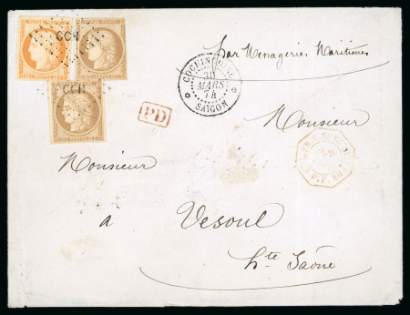 Stamp of Colonies françaises » Colonies Générales 1874, belle lettre avec affranchissement composé Cérès